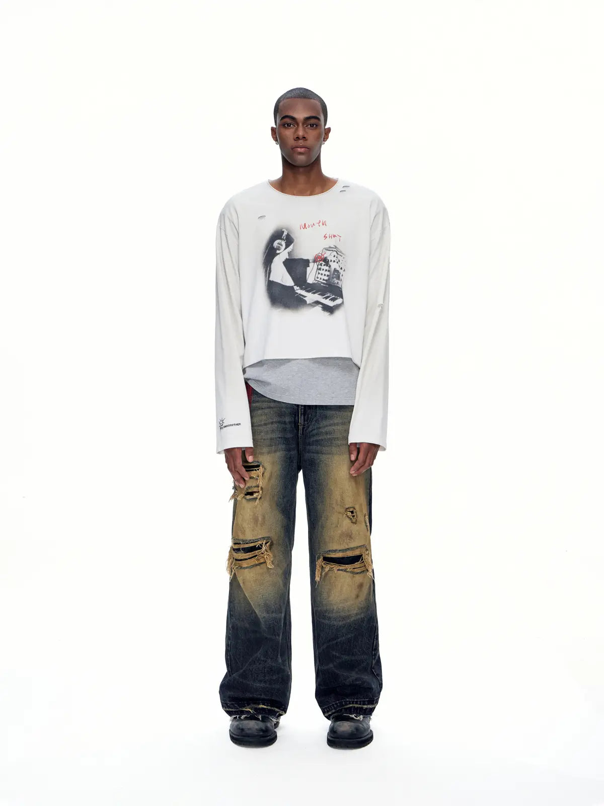 EMO "Keyboard Warrior" Distressed Straight Jeans