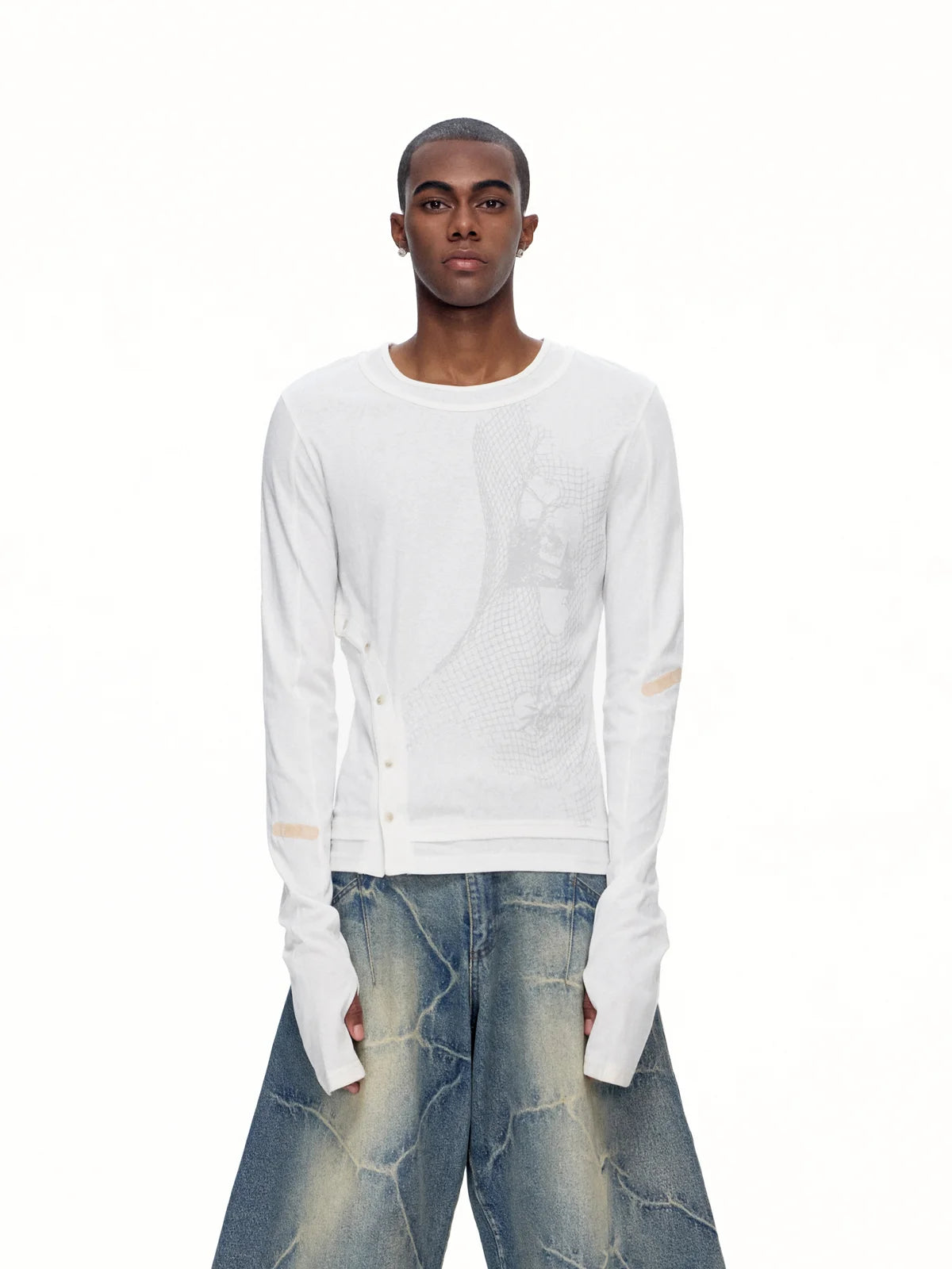 EMO  "Digital Veils" Layered Tee