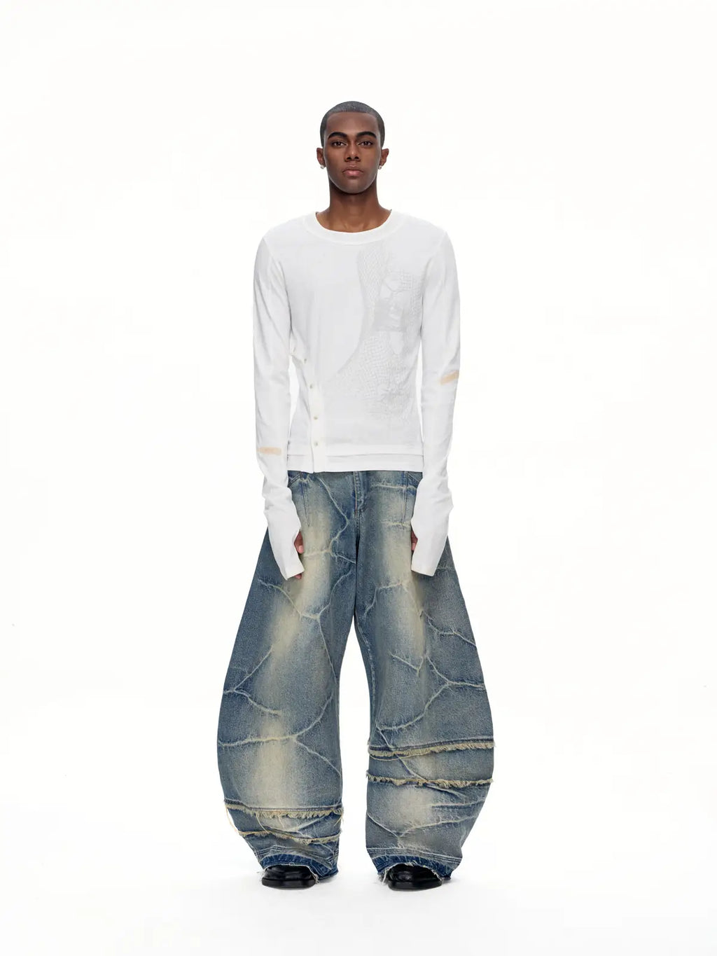 EMO  "Digital Veils" Layered Tee