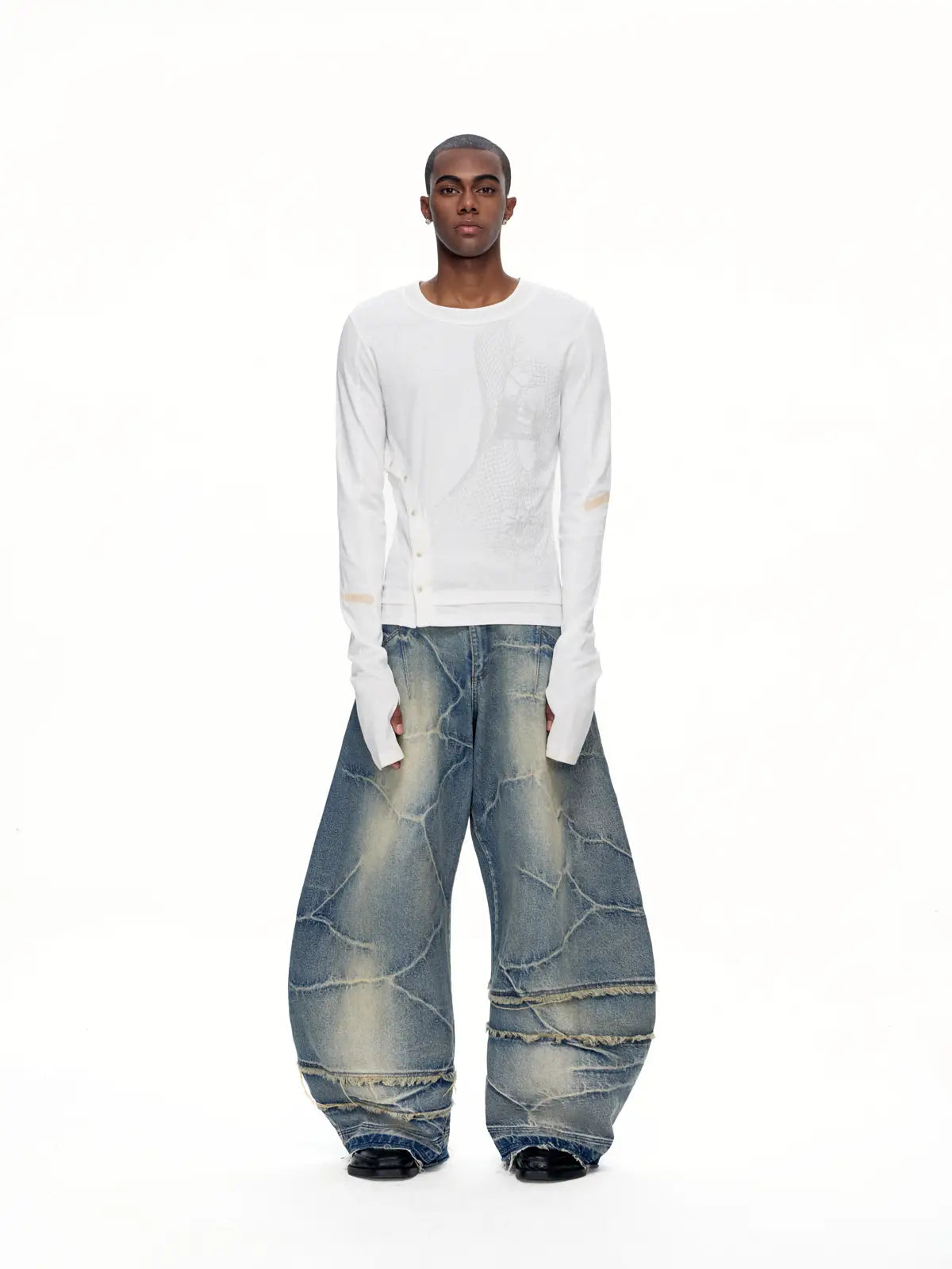 EMO  "Digital Veils" Layered Tee