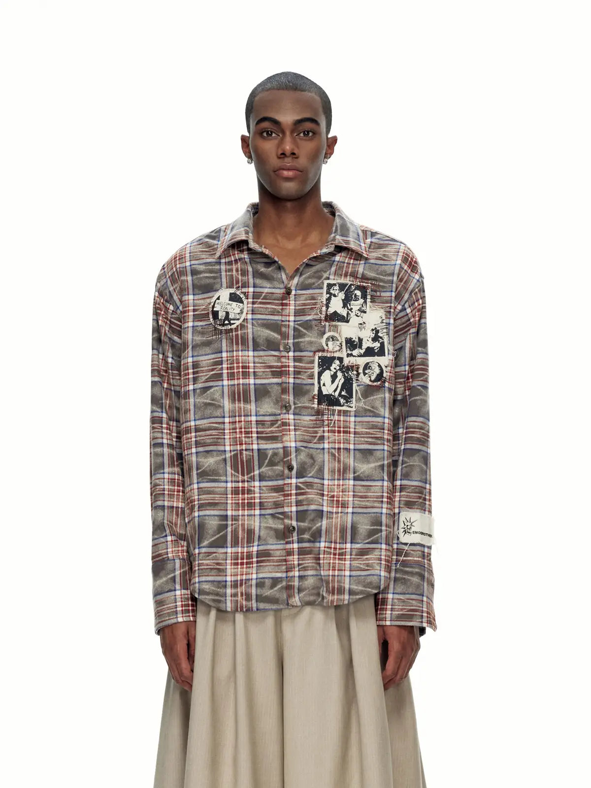 EMO"Distortion Plaid" Oversized Shirt