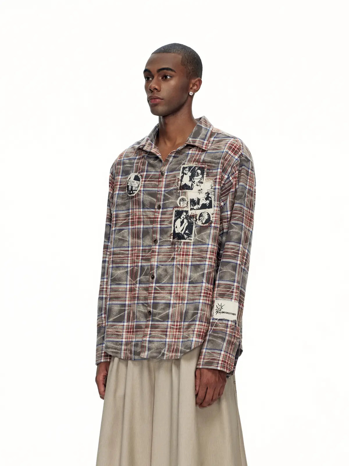 EMO"Distortion Plaid" Oversized Shirt