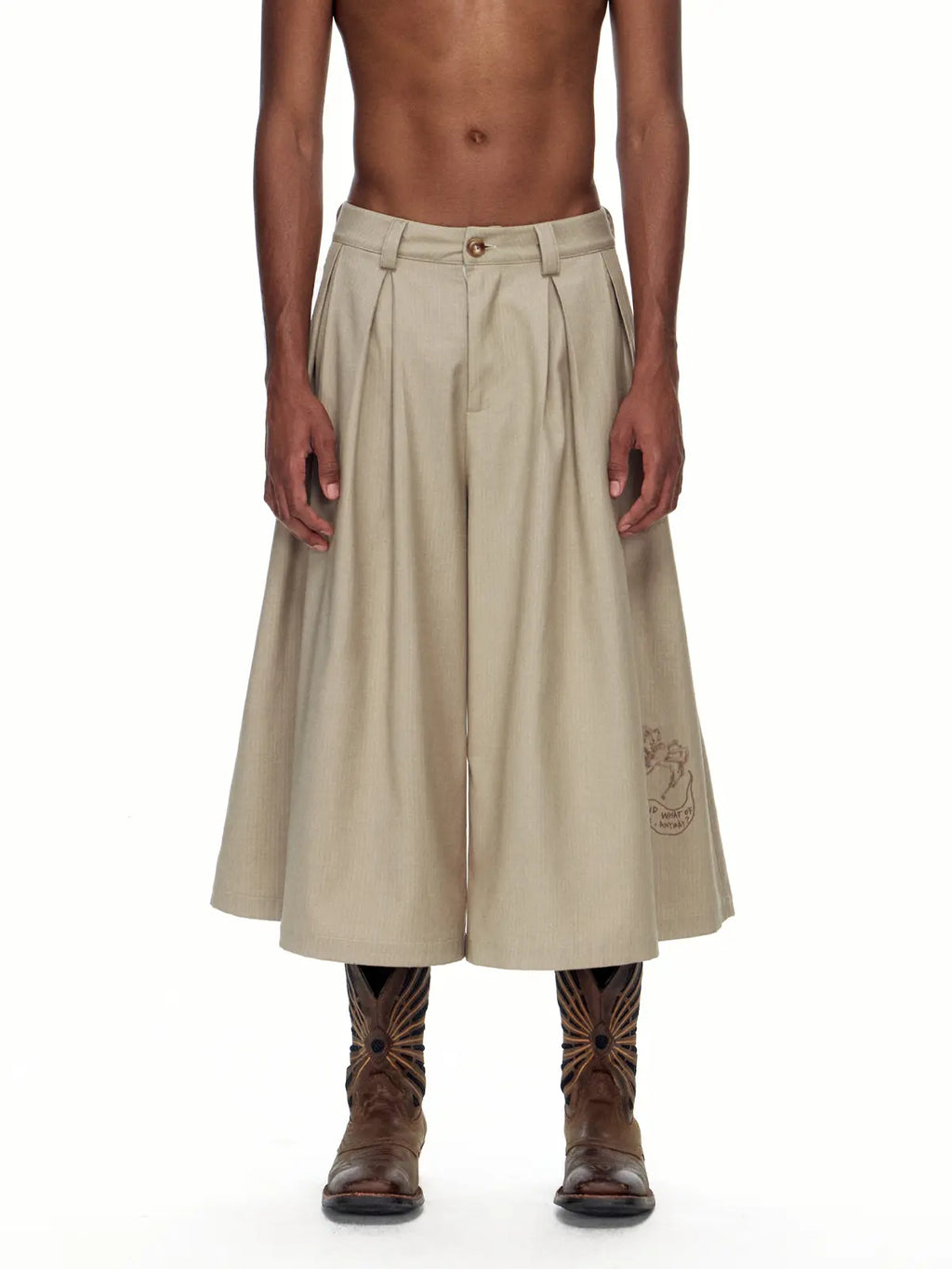 EMO "Filtered Words" Wide Leg Trousers