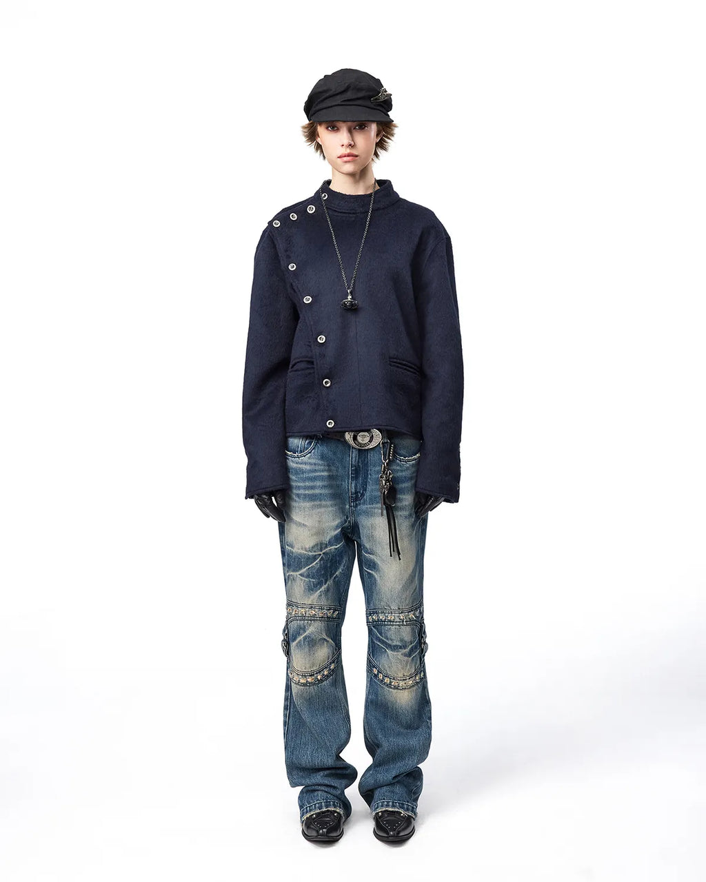 EMO Square Studded Slim Fit Jeans