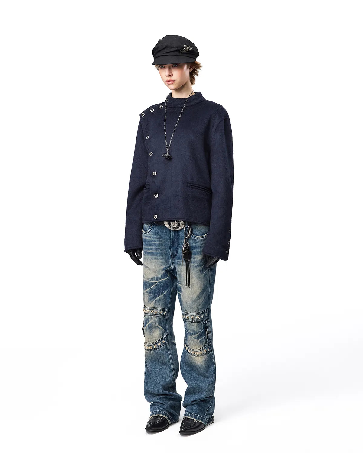 EMO Square Studded Slim Fit Jeans