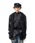 EMO Stand-Collar Napoleon Faux-Leather Jacket