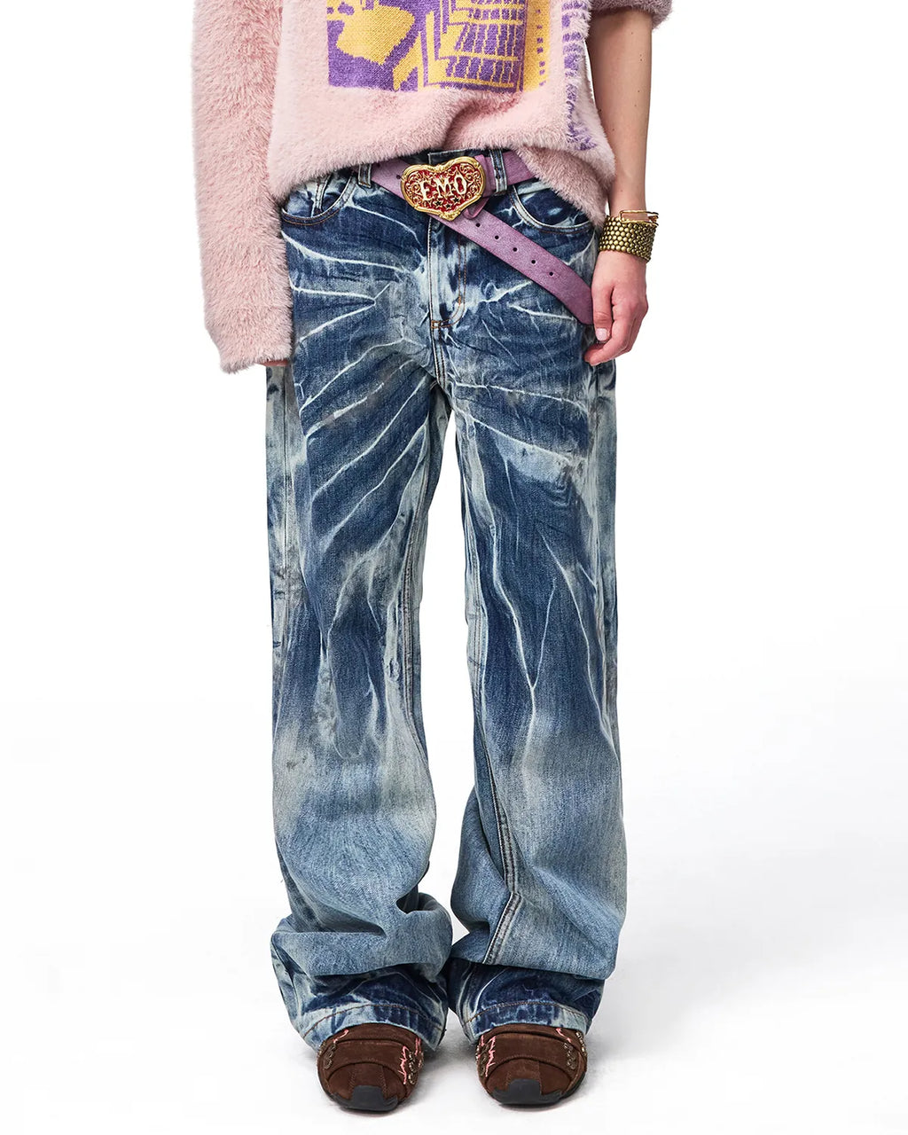 EMO Lightning Wash Wide-Leg Jeans
