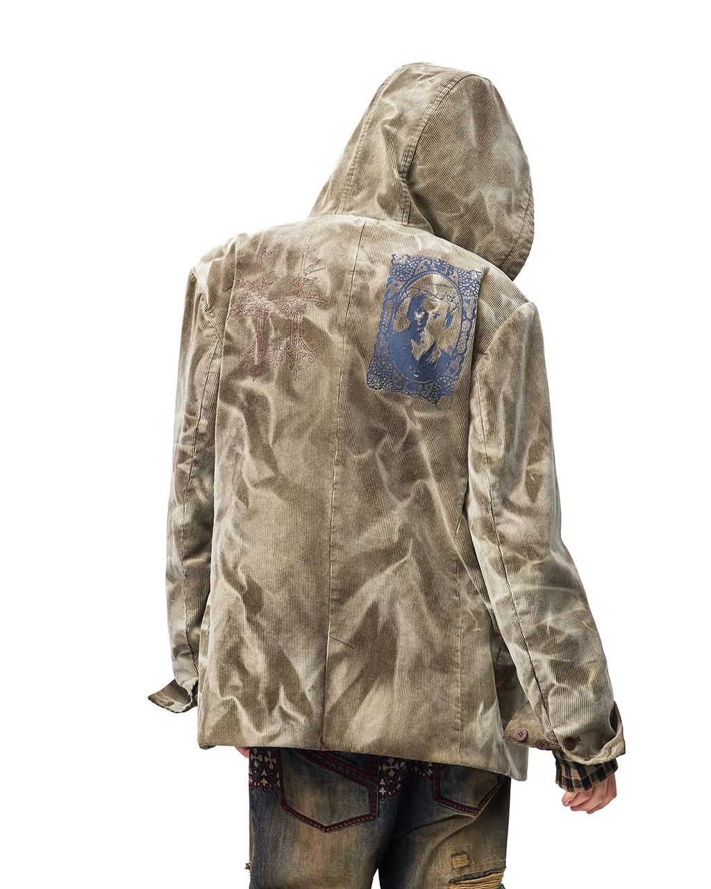 EMO Washed Corduroy Hooded Jacket Brown