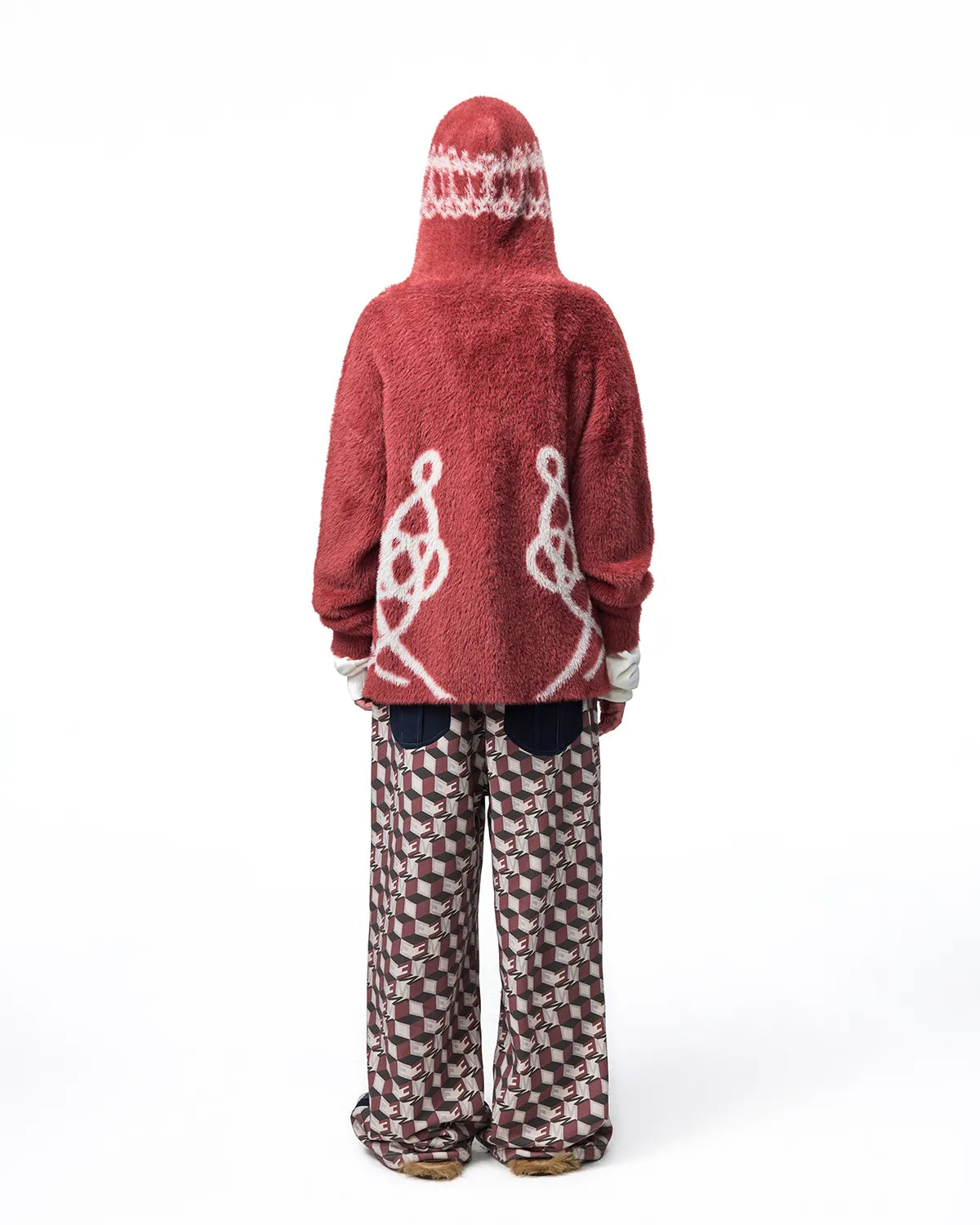EMO Logo Print Wide-Leg Sweatpants Red