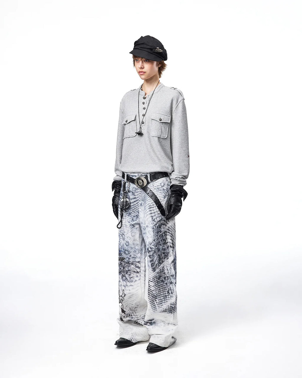 EMO Tatlin Tower Printed Straight-Leg Pants Fit On Model