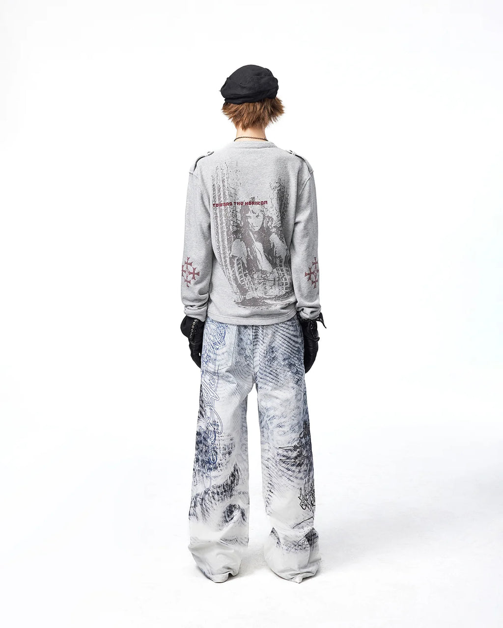EMO Tatlin Tower Printed Straight-Leg Pants Fit On Model