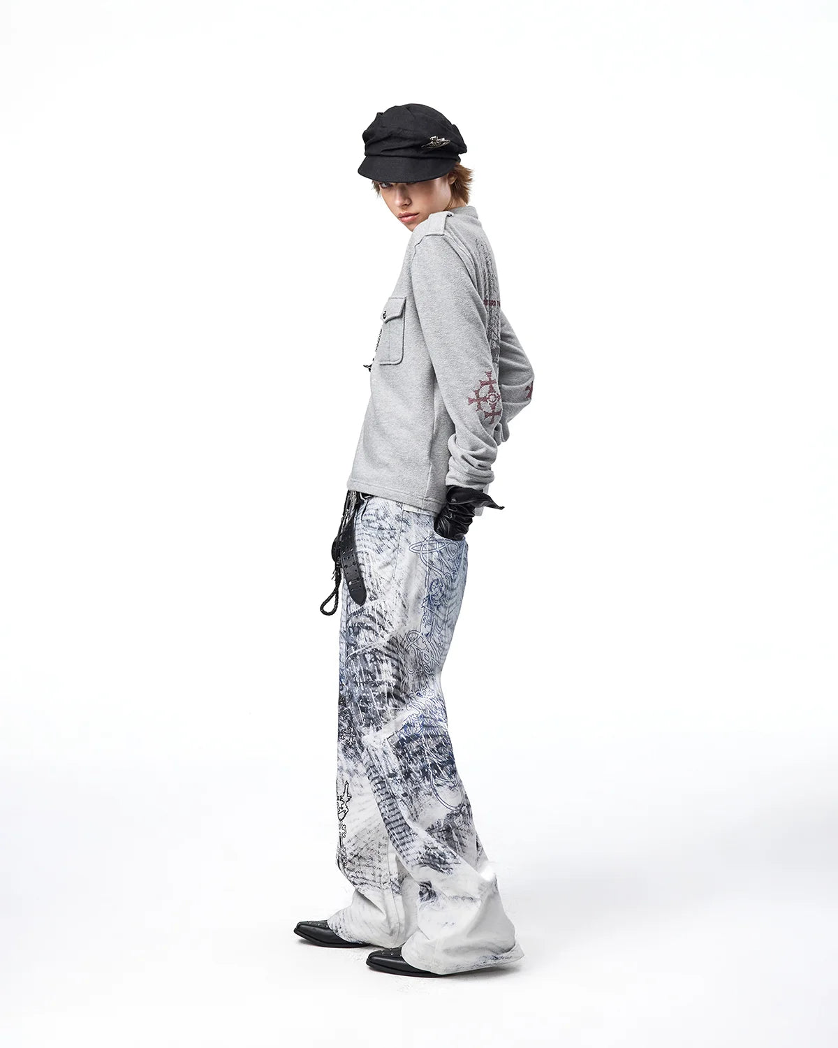 EMO Tatlin Tower Printed Straight-Leg Pants Fit On Model