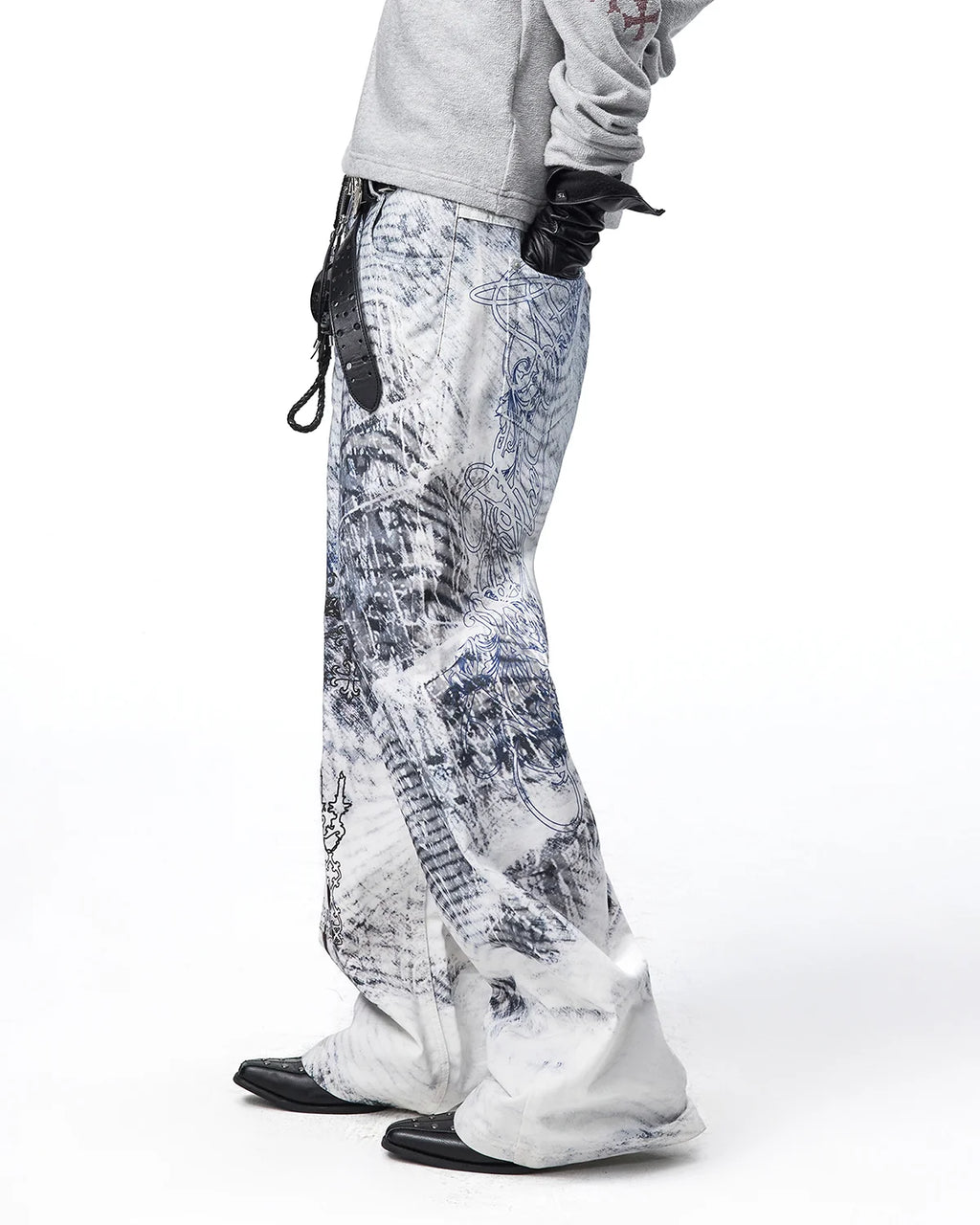 EMO Tatlin Tower Printed Straight-Leg Pants Fit On Model