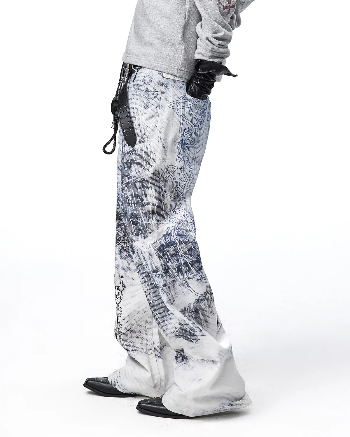 EMO Tatlin Tower Printed Straight-Leg Pants Fit On Model