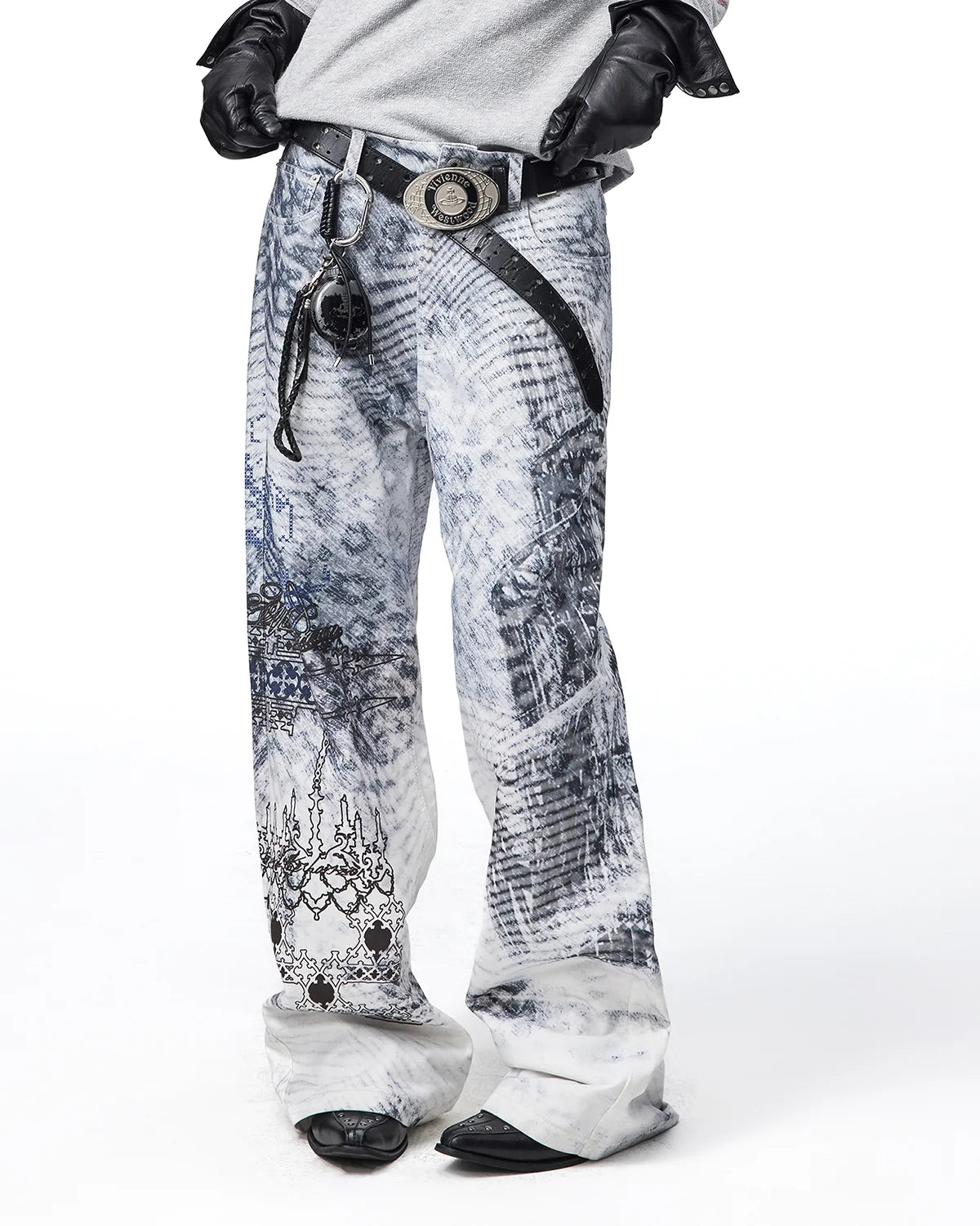 EMO Tatlin Tower Printed Straight-Leg Pants Fit On Model