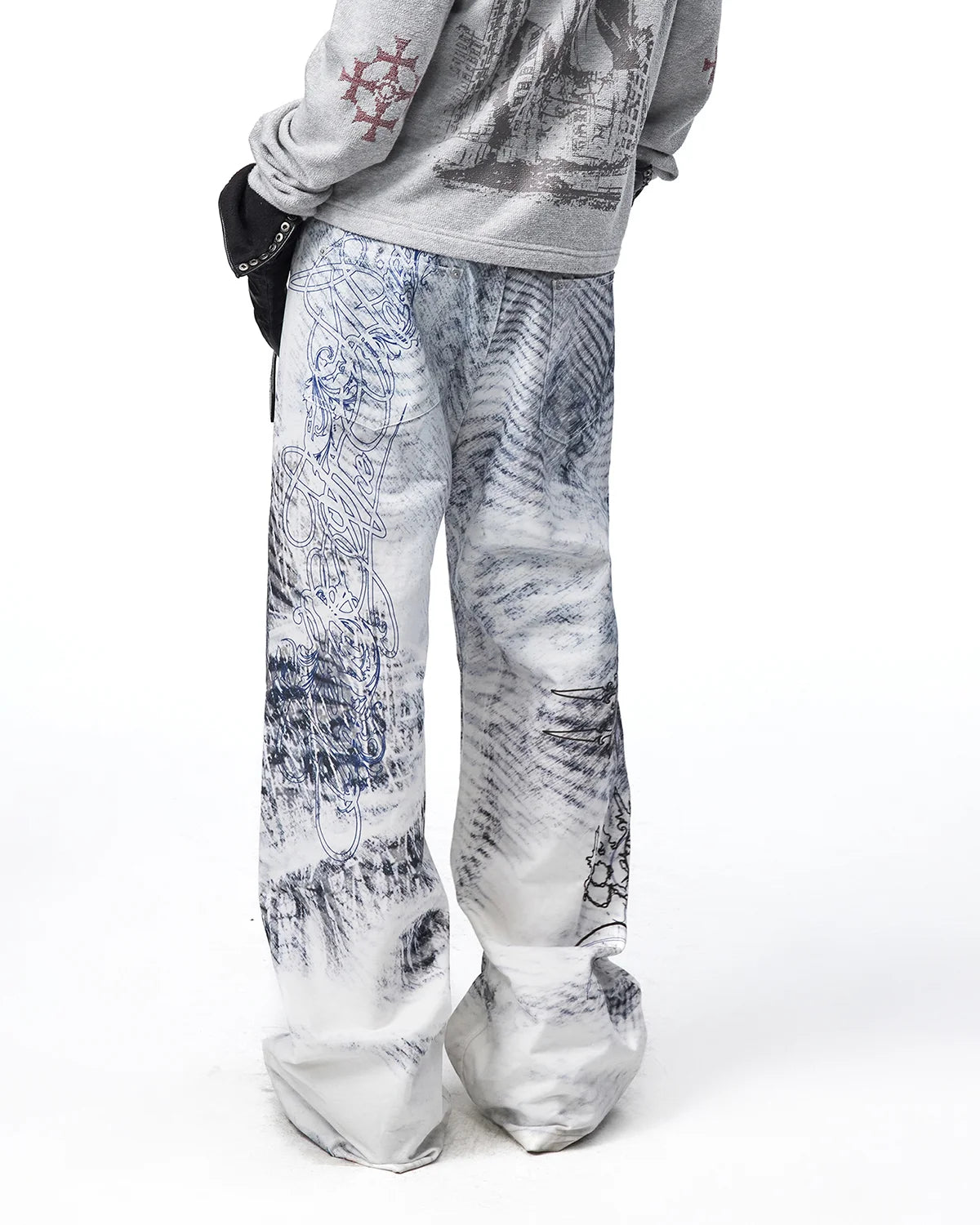 EMO Tatlin Tower Printed Straight-Leg Pants Fit On Model
