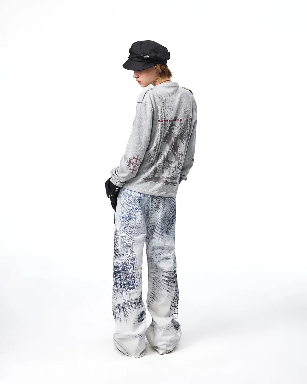 EMO Tatlin Tower Printed Straight-Leg Pants Fit On Model
