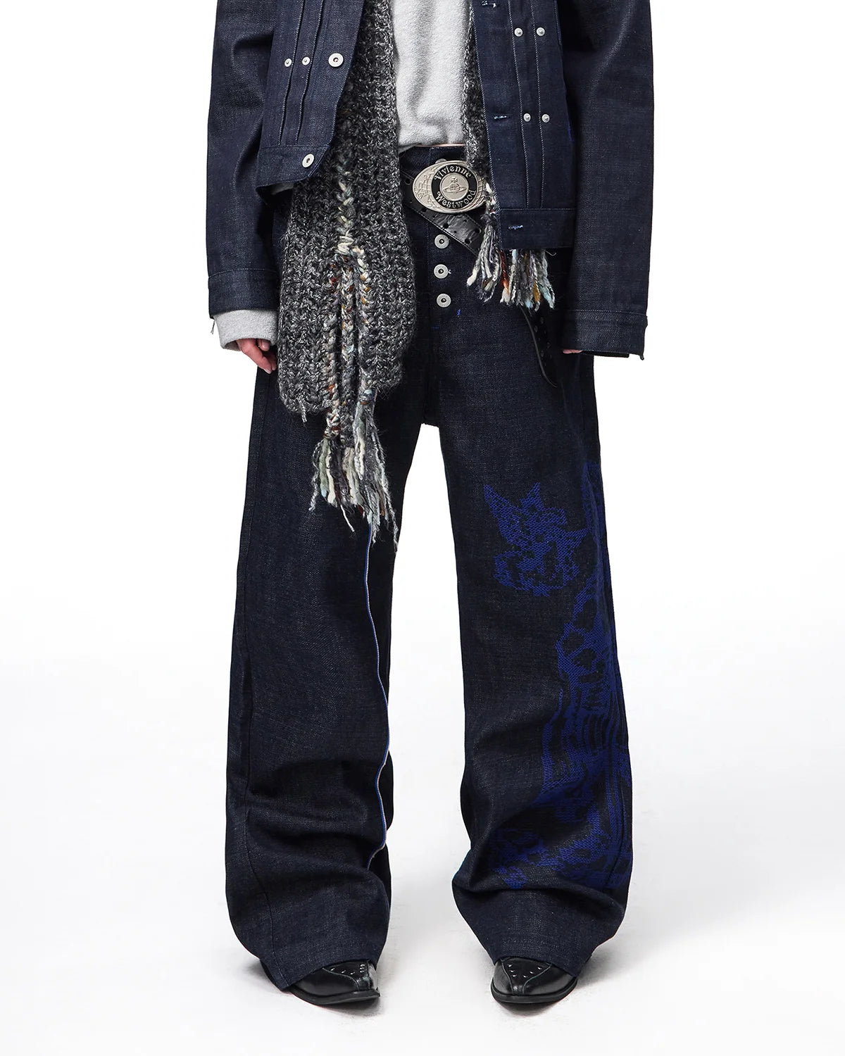 EMO Blue Selvedge Raw Denim Jeans Front View