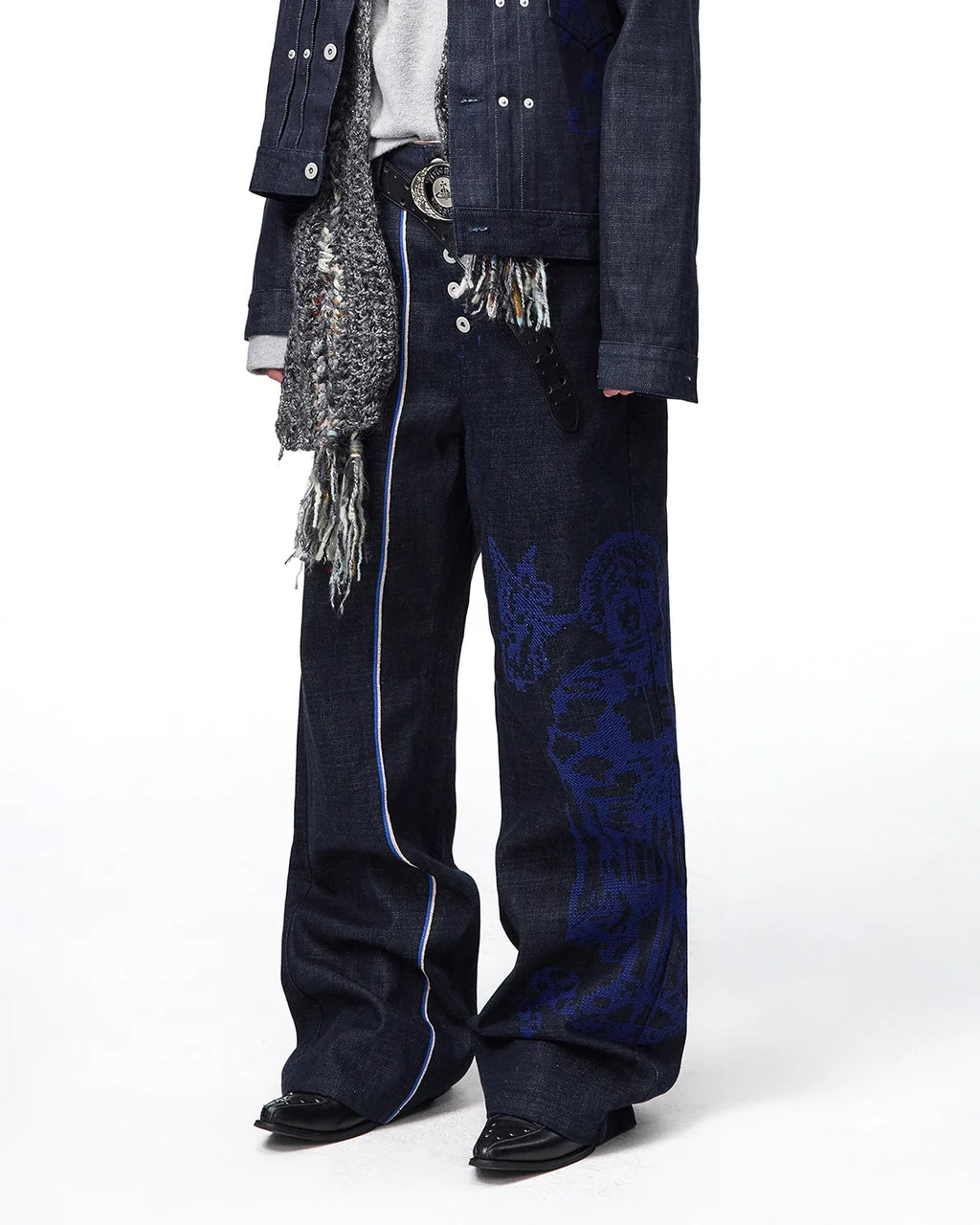 EMO Blue Selvedge Raw Denim Jeans Side View