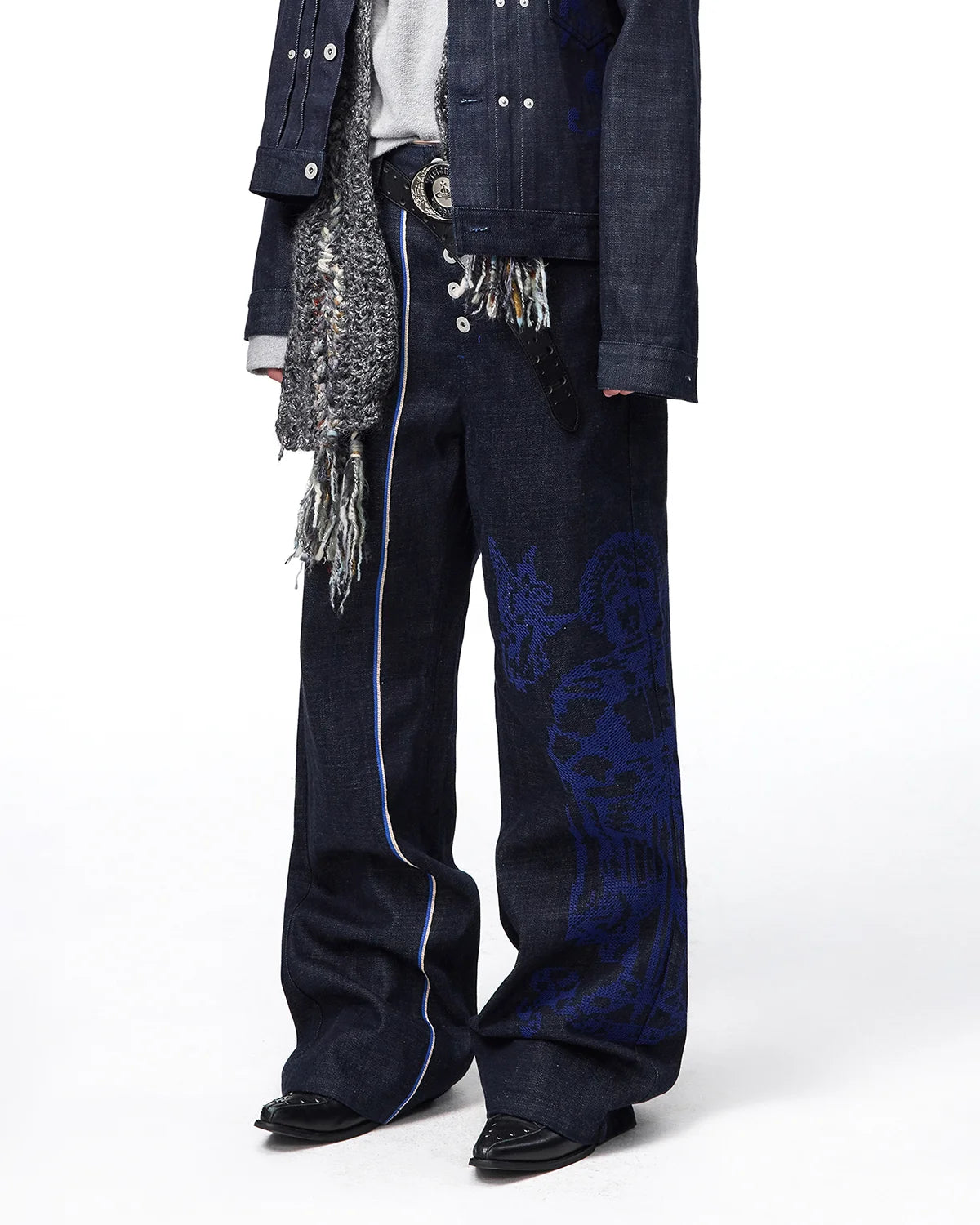 EMO Blue Selvedge Raw Denim Jeans Side View