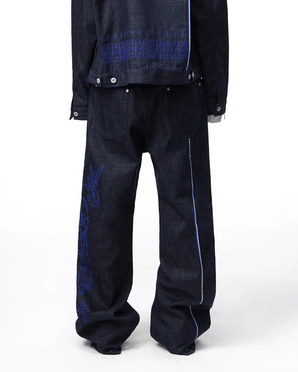 EMO Blue Selvedge Raw Denim Jeans Back View