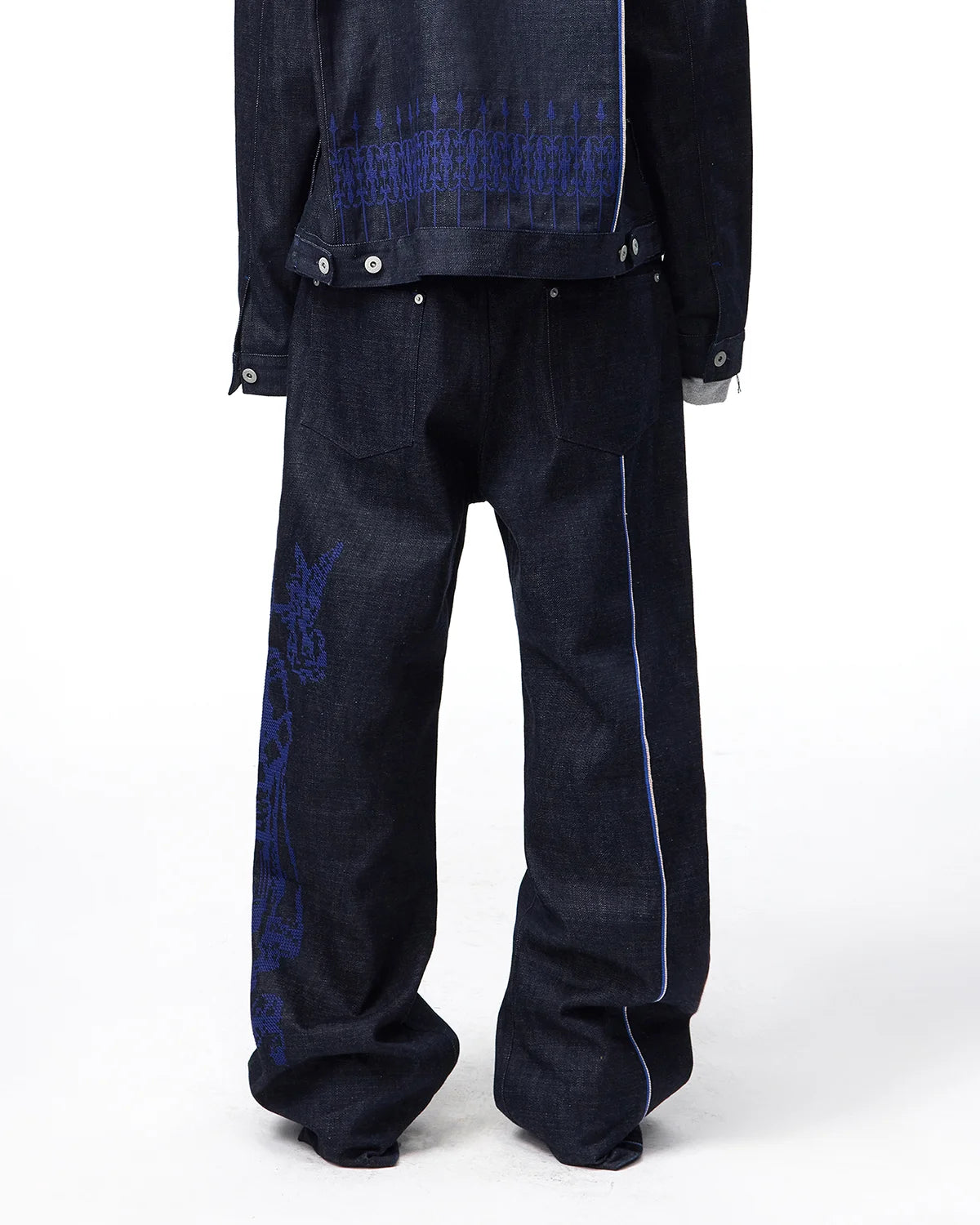 EMO Blue Selvedge Raw Denim Jeans Back View