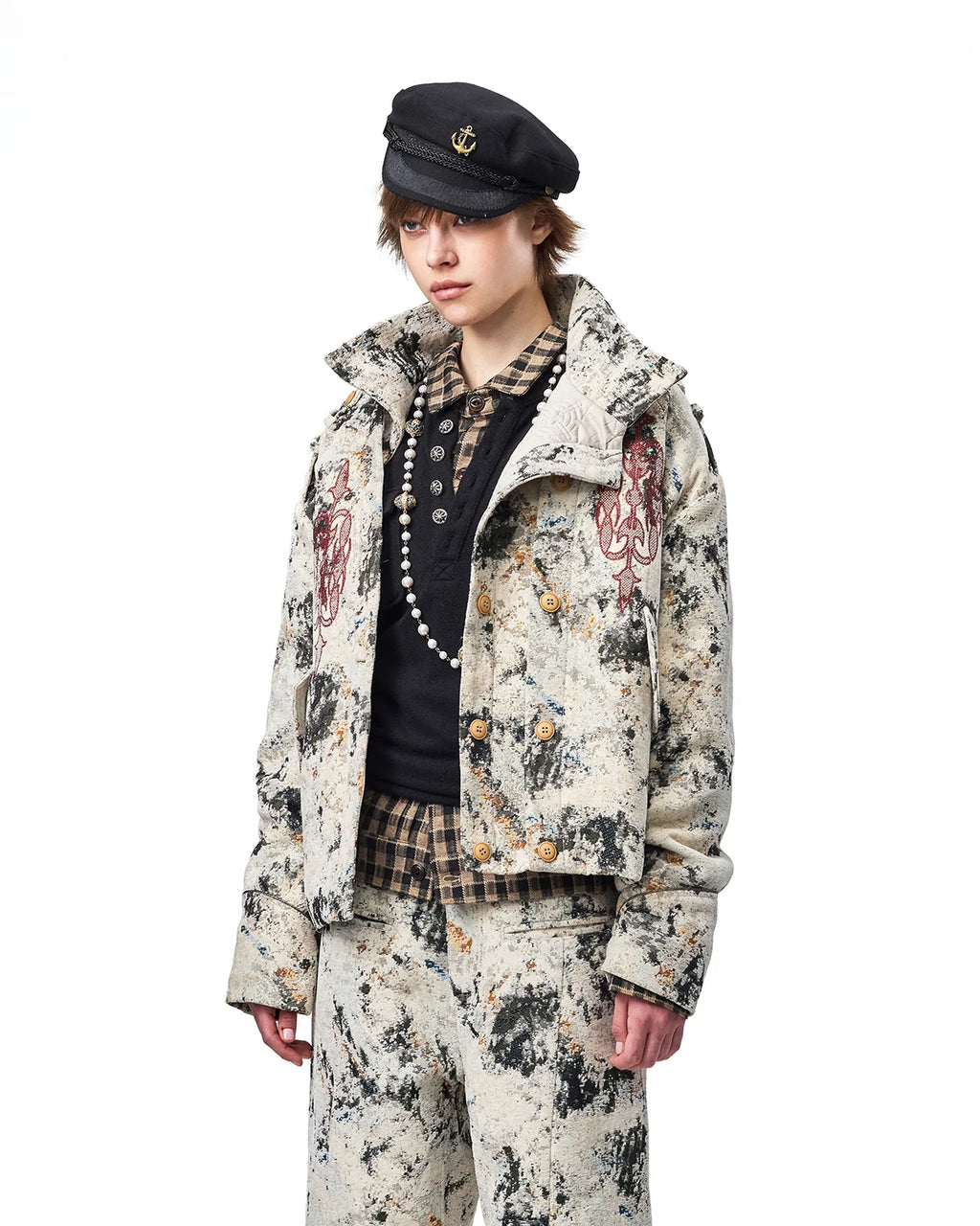 EMO Chenille Sofa Fabric Button-Front Jacket
