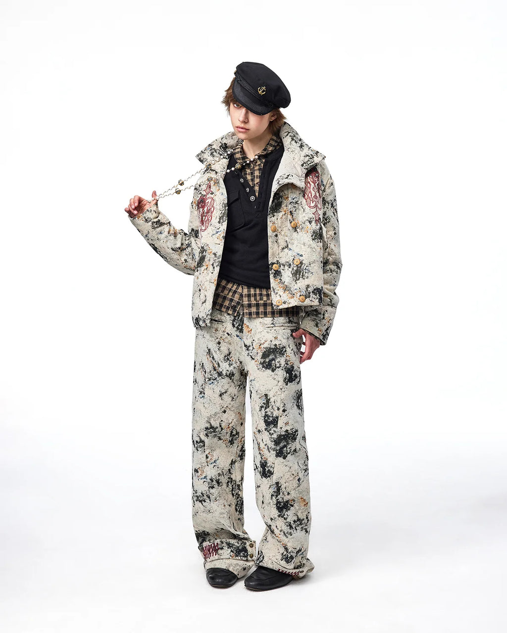 EMO Chenille Sofa Fabric Button-Front Jacket