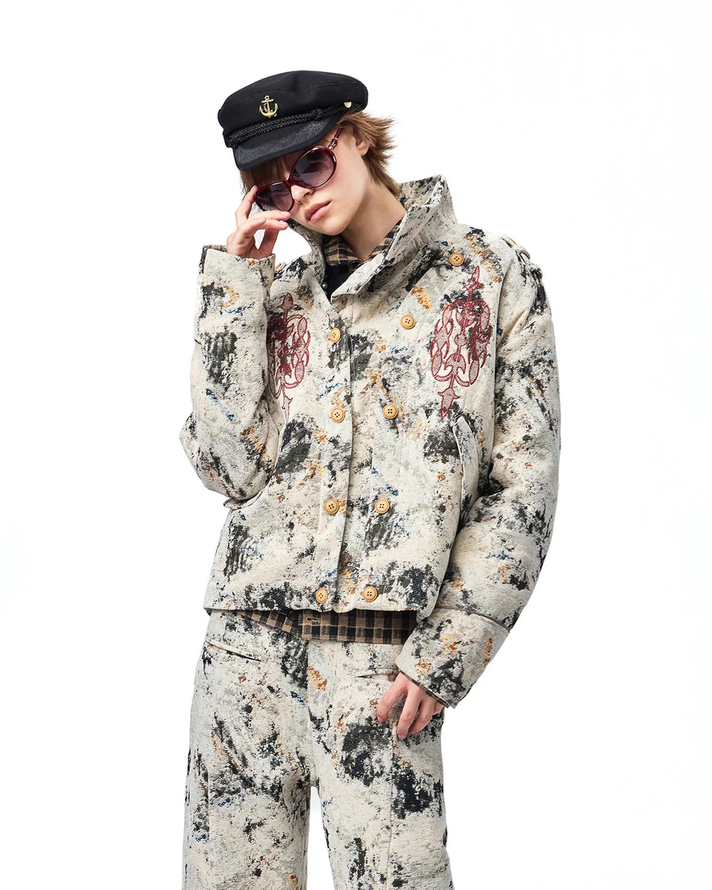 EMO Chenille Sofa Fabric Button-Front Jacket