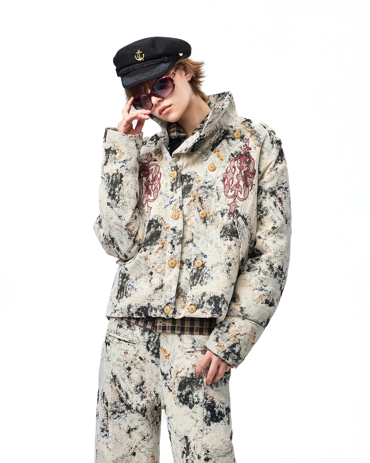 EMO Chenille Sofa Fabric Button-Front Jacket