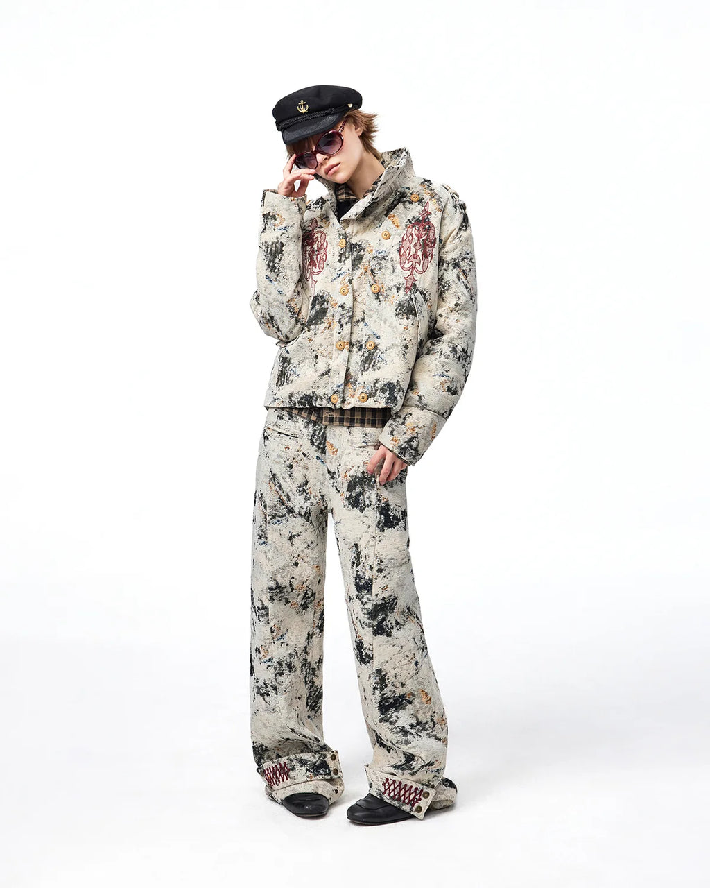 EMO Chenille Sofa Fabric Button-Front Jacket