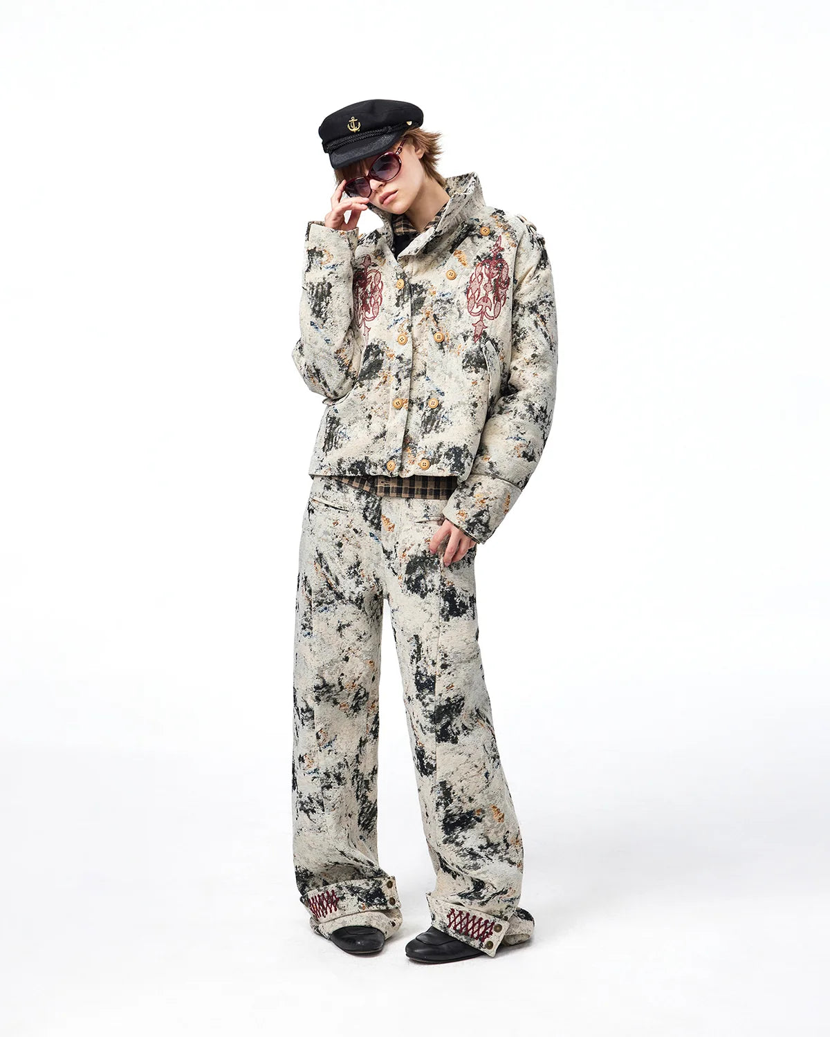 EMO Chenille Sofa Fabric Button-Front Jacket