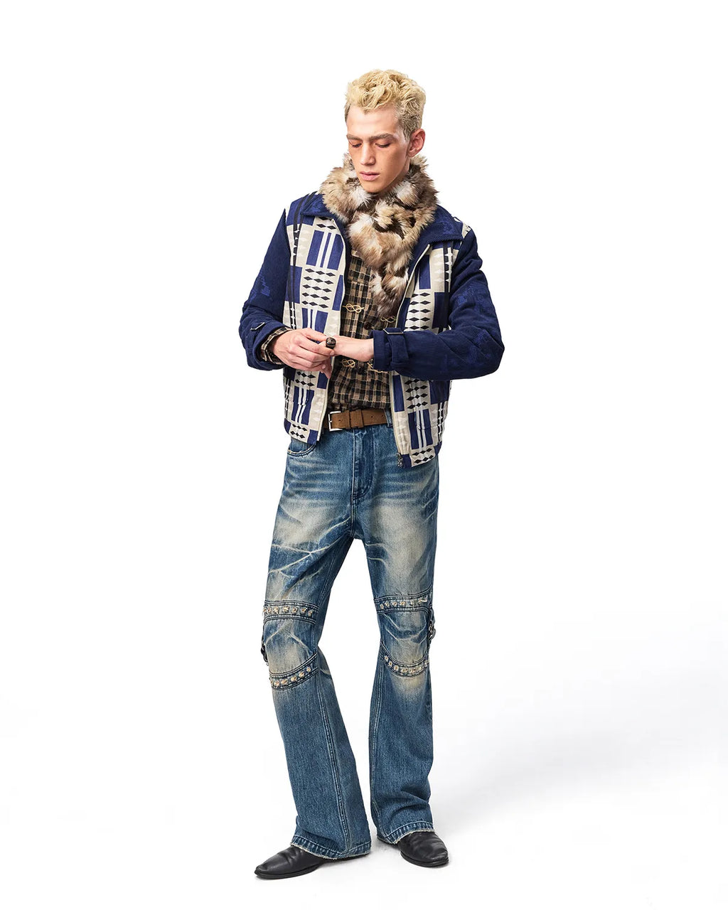 EMO Square Studded Slim Fit Jeans