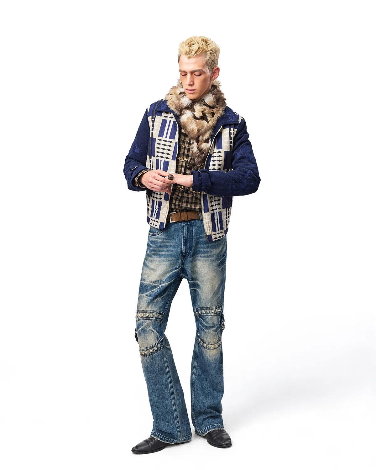 EMO Square Studded Slim Fit Jeans