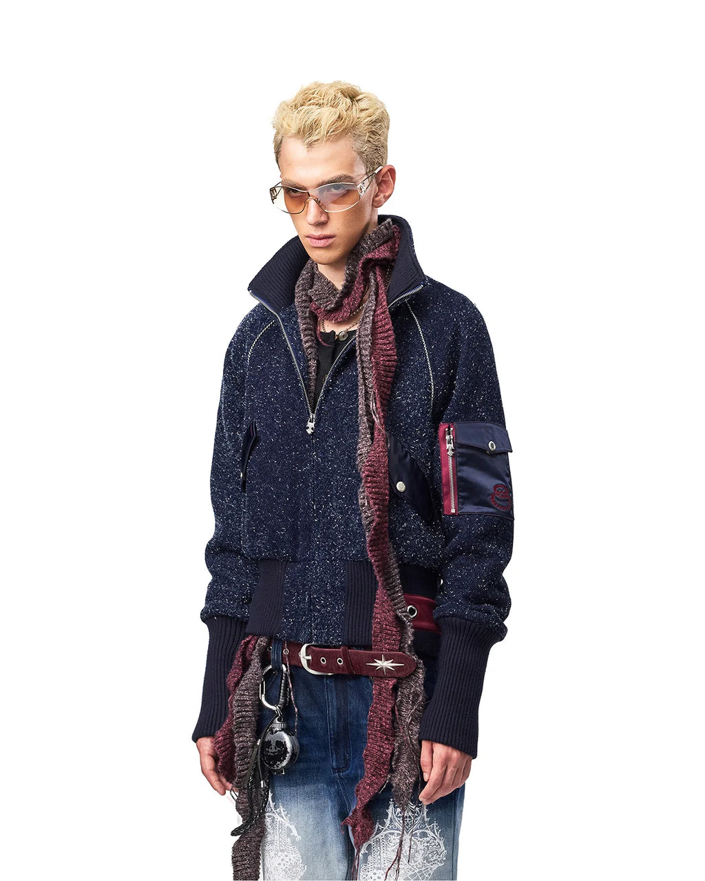 EMO Ribbed Collar Bomber Jacket Side View