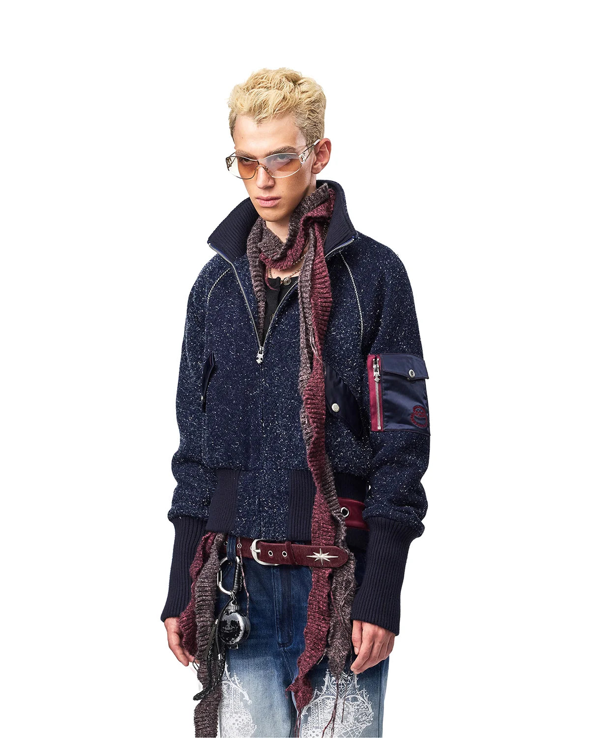EMO Ribbed Collar Bomber Jacket Side View