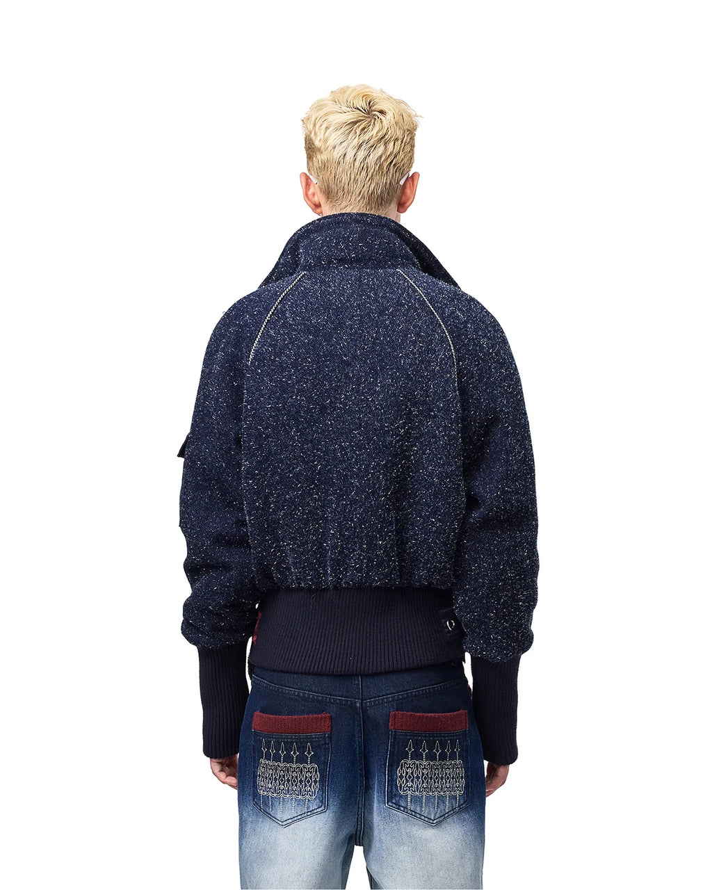 EMO Ribbed Collar Bomber Jacket Back View