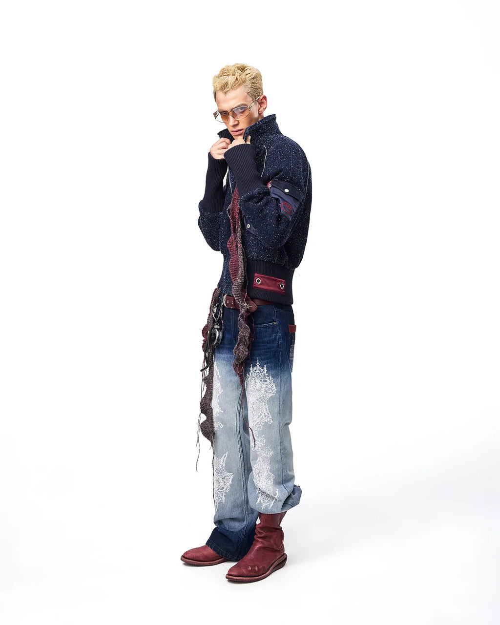 EMO Ribbed Collar Bomber Jacket Fit On Model