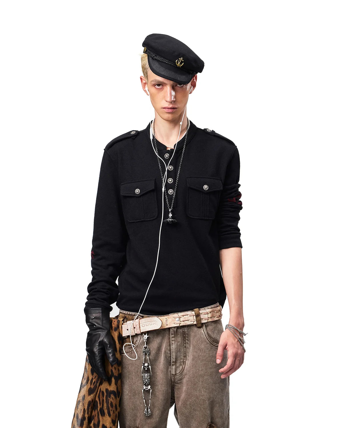 EMO Ruins Graphic Military T-Shirt Black