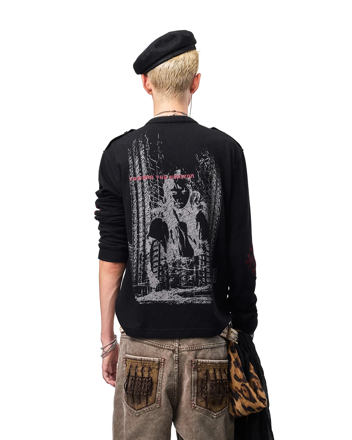 EMO Ruins Graphic Military T-Shirt Black