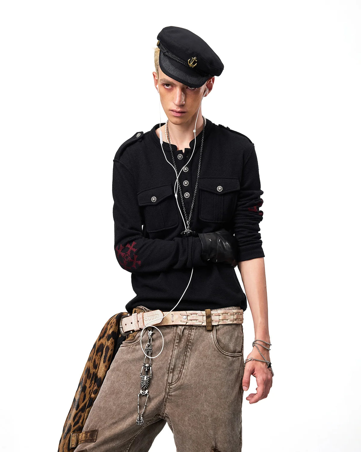 EMO Ruins Graphic Military T-Shirt Black
