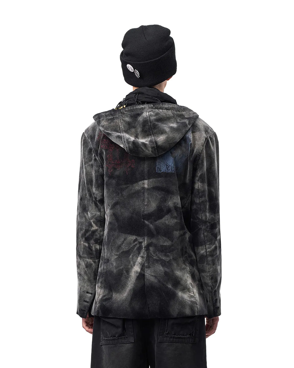 EMO Washed Corduroy Hooded Jacket Black