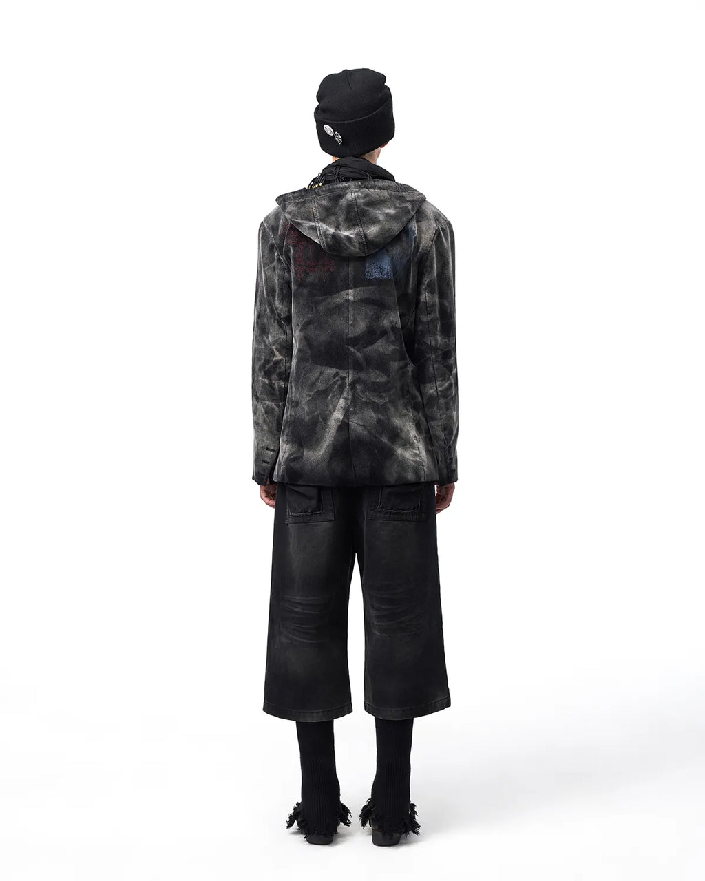 EMO Washed Corduroy Hooded Jacket Black