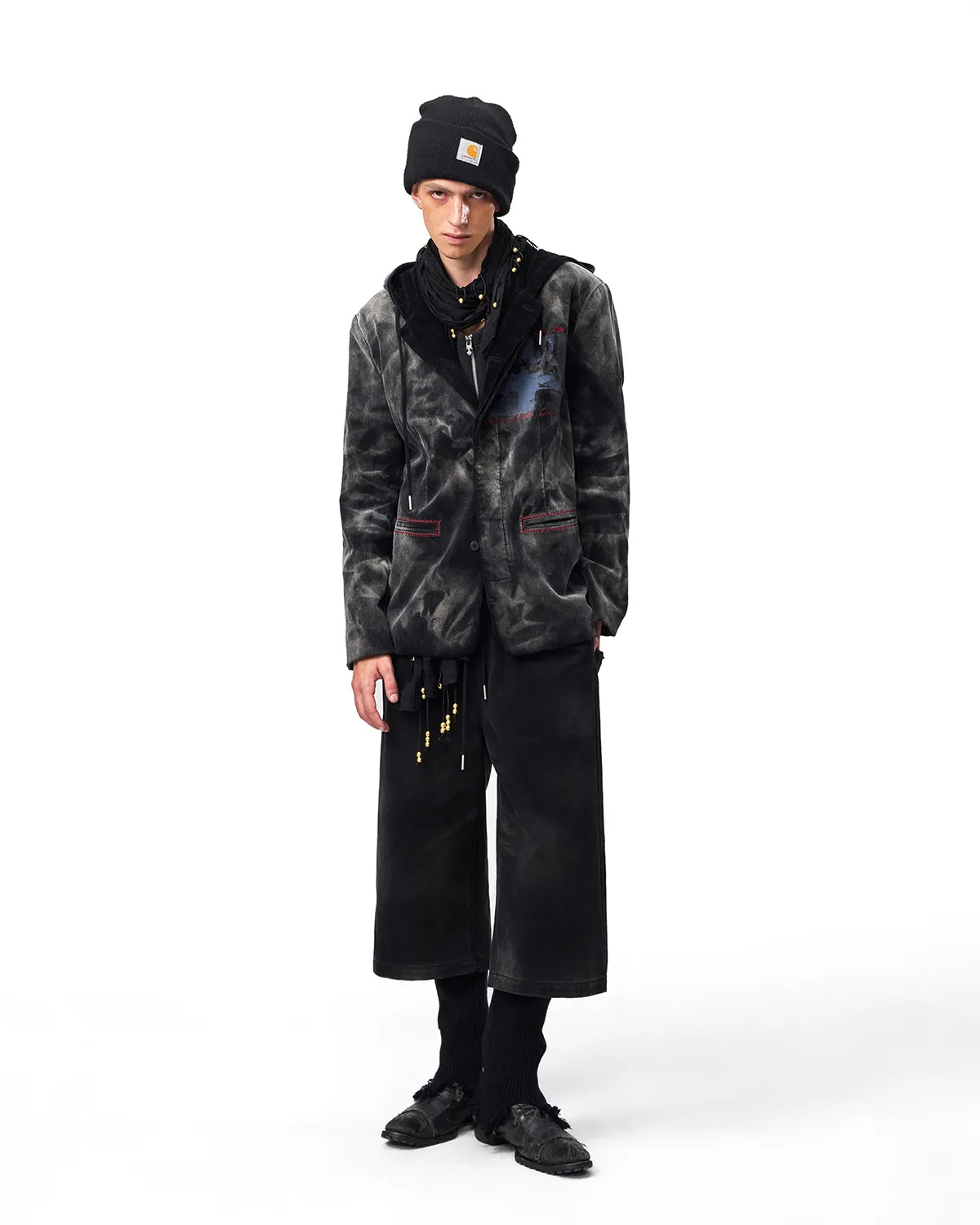 EMO Washed Corduroy Hooded Jacket Black