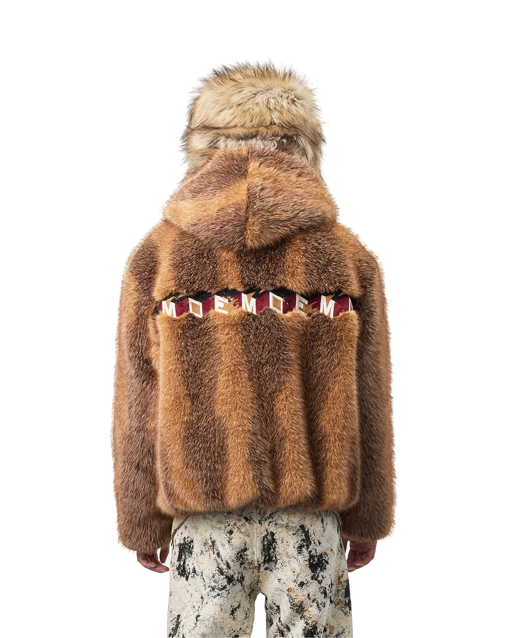 EMO Stand-Collar Hooded Faux-Fur Jacket Back View