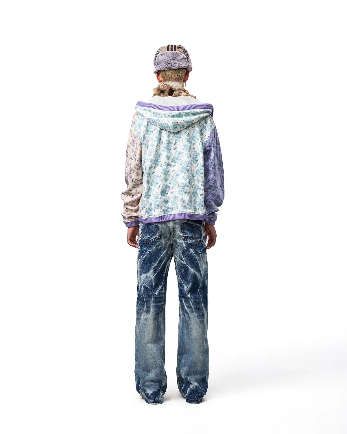 EMO Color-Blocked Waffle Hooded Sweatshirt
