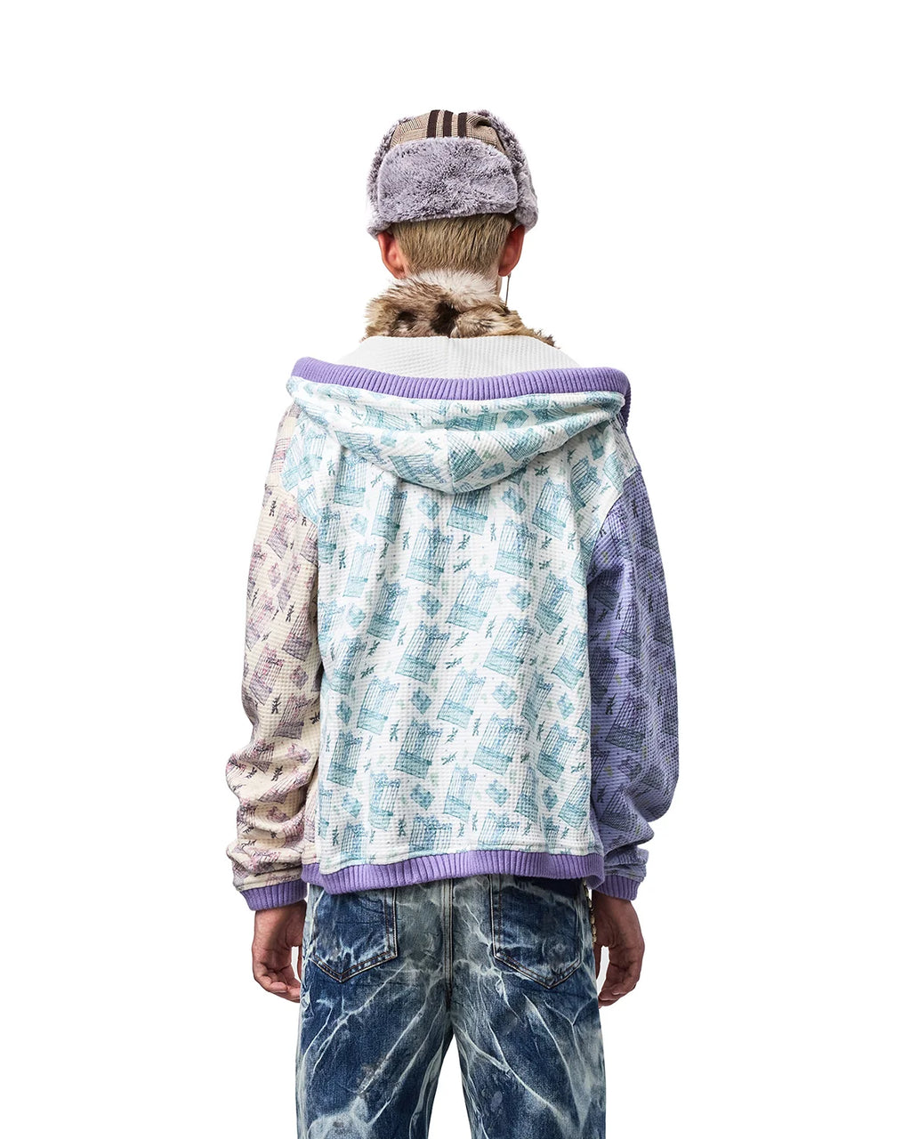 EMO Color-Blocked Waffle Hooded Sweatshirt