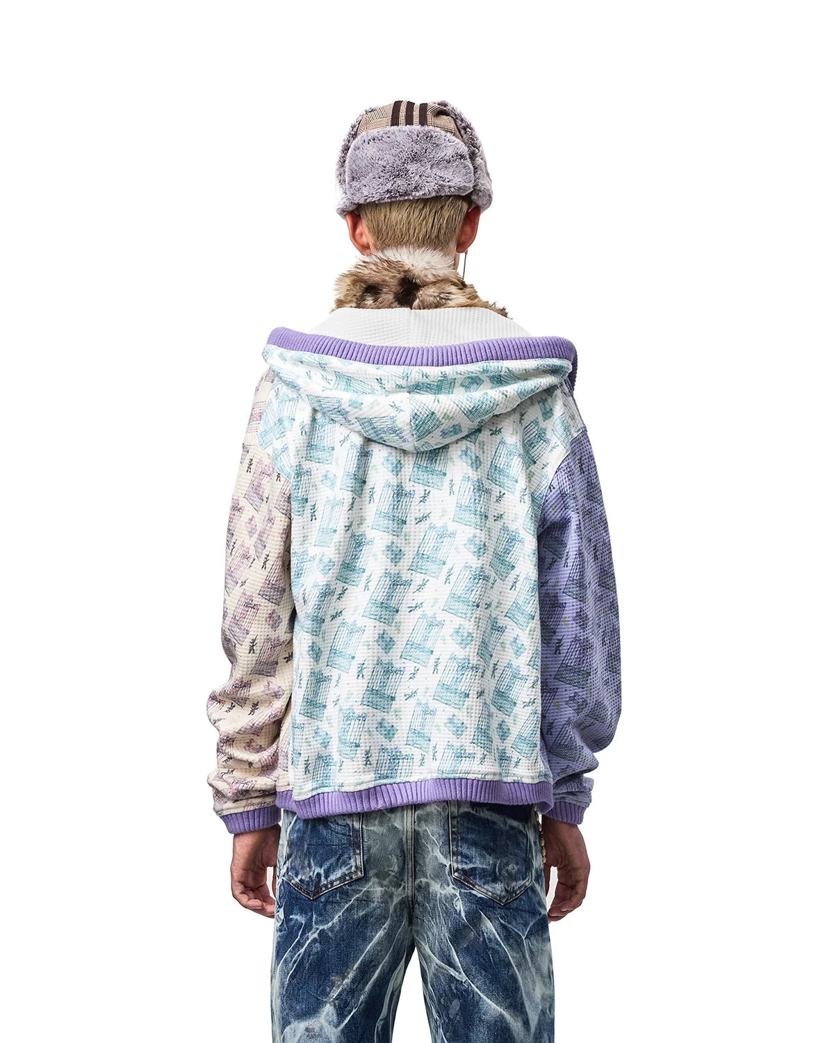 EMO Color-Blocked Waffle Hooded Sweatshirt