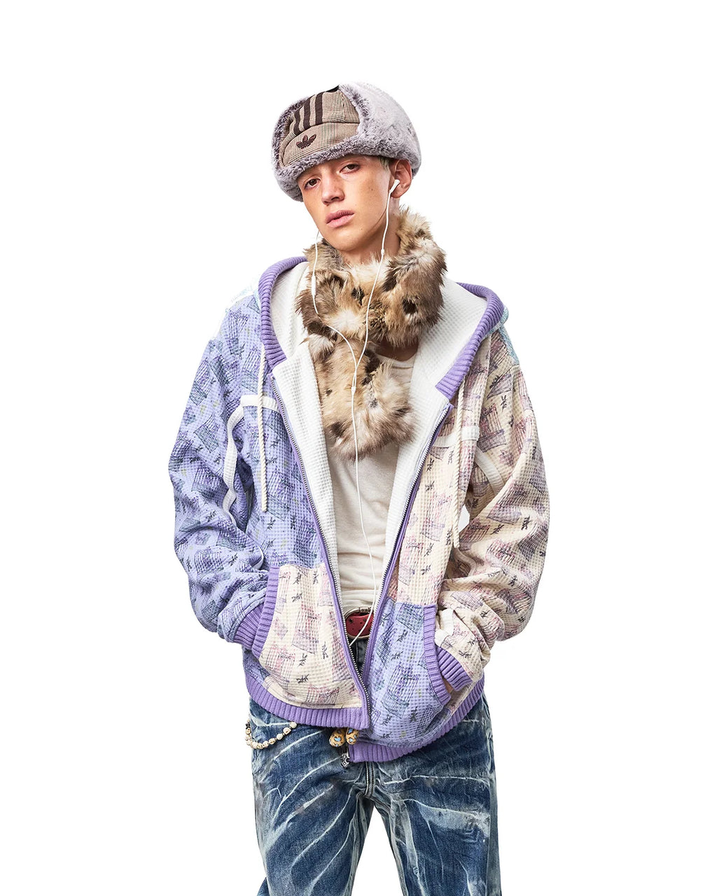 EMO Color-Blocked Waffle Hooded Sweatshirt
