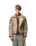 EMO Two-Tone Quilted Embroidered Moto Jacket
